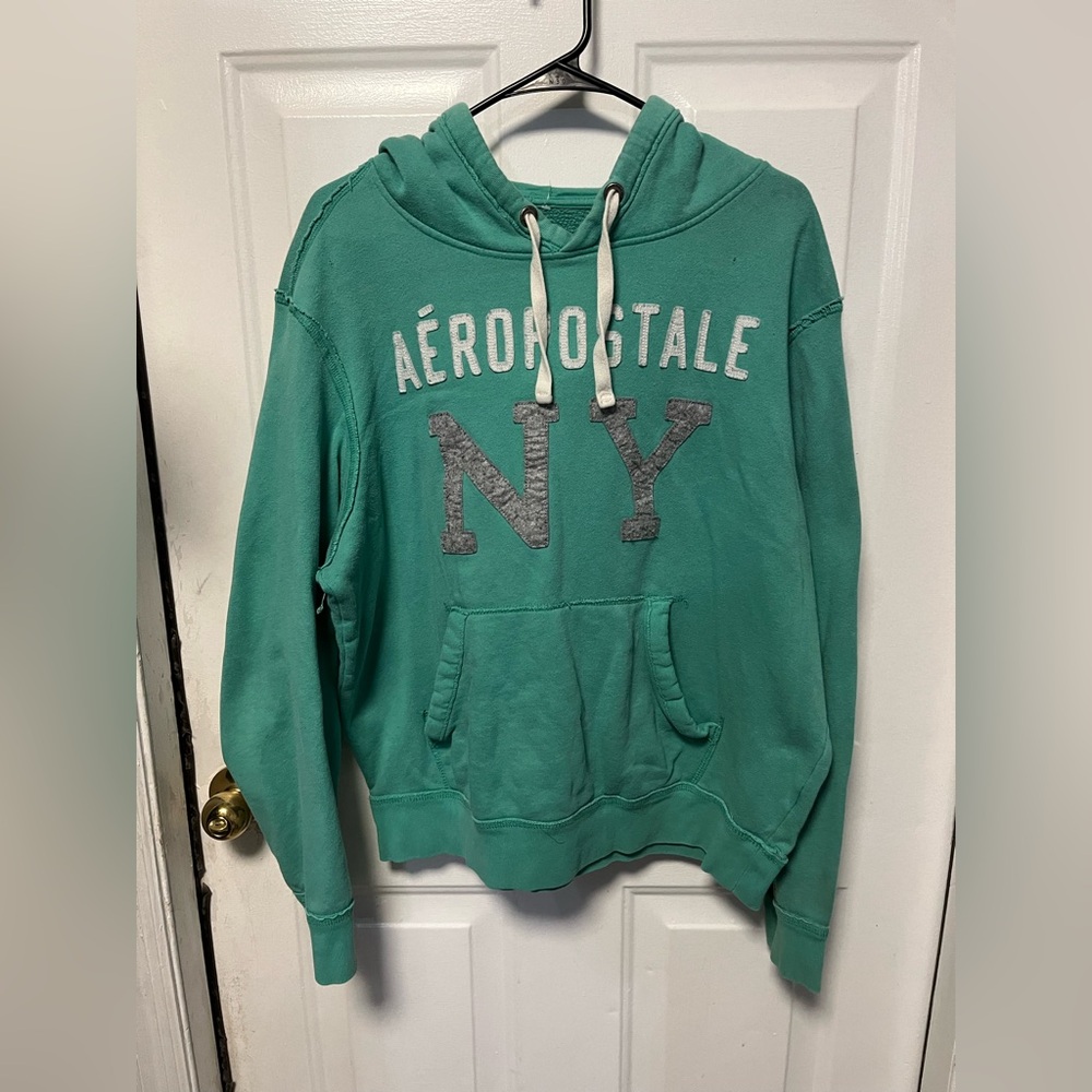 Aeropostale vintage Teal Hoodie with White Accents size large. See Desc.